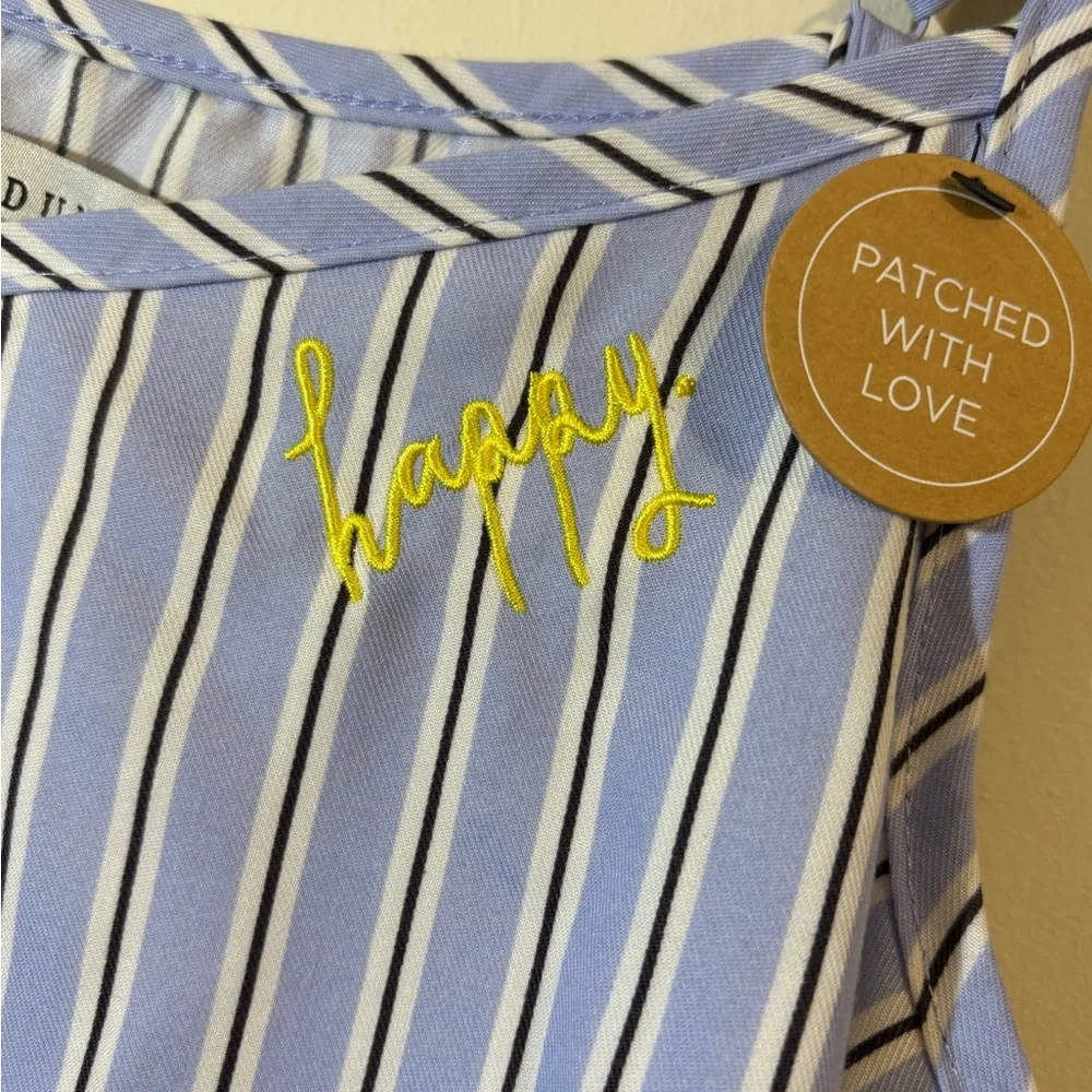 Rae Dunn Women’s Small 2 piece pajama top and shorts white‎ and blue stripes NWT